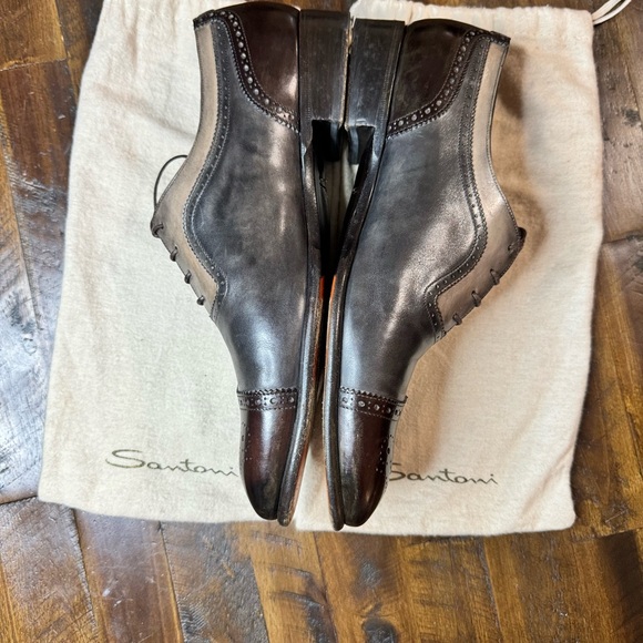 Santoni Two-Tone Leather Oxford Shoes size 10 - Picture 3 of 7